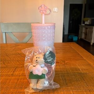Starbucks Cherry Blossom Tumbler 2026 Cold Cup And Bearista Keychain NWT